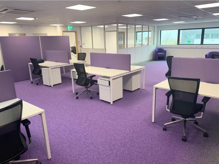 White Bench Desks With Screens & Mesh Chairs - Rochester, Kent