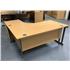 1600 Oak Radial Desk + Desk High Pedestal - Used