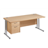 Metro Cantilever Staright Desk With 2-Drawer Fixed Pedestal - Beech