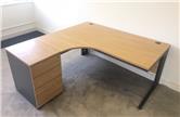 1600 L-Shaped Desk With Desk High Pedestal In Oak CKU2073