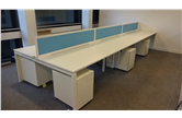 Quality Used 1600 White Bench Desk With 3 Drawer Mobile Pedestal CKU1790