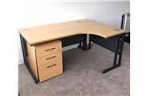 Used Sven Christiansen Beech L-Shaped Desk With Under Desk Pedestal CKU2153