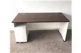 Used Walnut & White Straight Desk + Pedestal