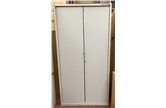 Used 2m Silver Tambour Cupboard Damaged