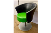 Vintage Tulip Style Tub Chair Green & Black Leather