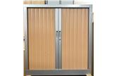 Used Silver Tambour Cupboard With Beech Doors -