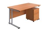 Start Rectangular Desk - Silver Legs + Pedestal Bundle