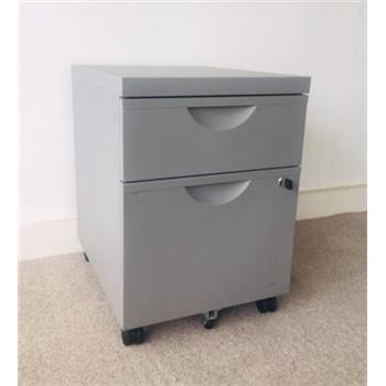 Used Silver 2 Drawer Mobile Pedestal