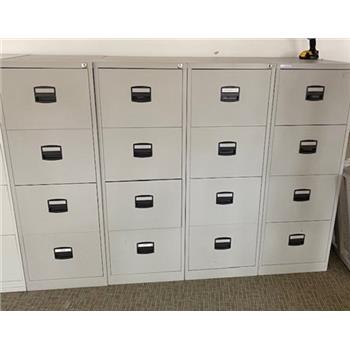 Used Midi 4 Drawer Filing Cabinet in Light Grey With Black Handles