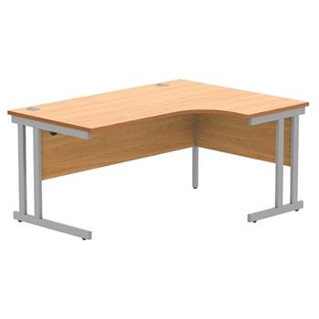 Primus 1600mm Radial Desk - Right Hand - Beech + Silver Legs