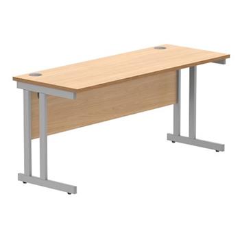 Primus 1600w x 600d Rectangular Desk - Beech + Silver Legs