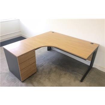 1600mm Used L-Shaped Desk + Desk High Pedestal Type D (Qty x 6)
