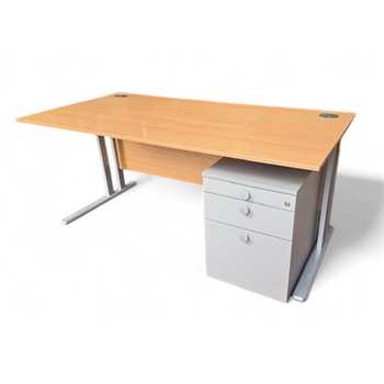 Used 1600 Beech Straight Desk with Mobile Pedestal