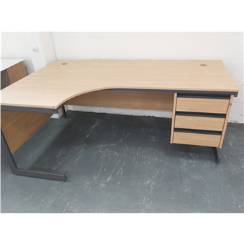 Used 1600 Beech Radial Desk 2 Drawer Fixed Pedestal CKU1659 1660