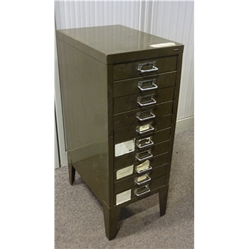 Used Vintage Multi Drawer Unit Dark Green 10 Drawers