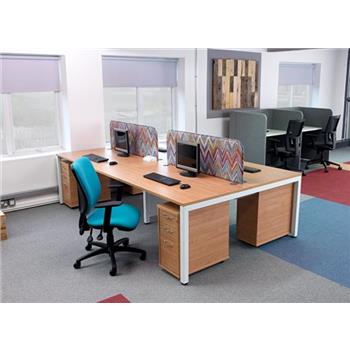 Connex Modular Bench Desking - Oak Tops & White Legs