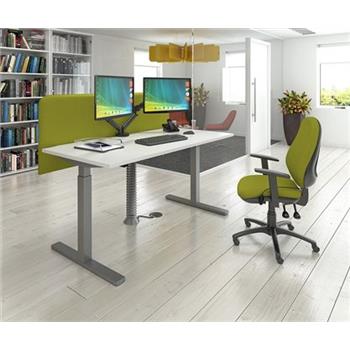Elev8 2 Mono Sit Stand Desk - White Top & Silver Legs