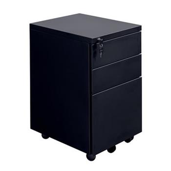 CK 3-Drawer Mobile Under-Desk Pedestal - Black Metal