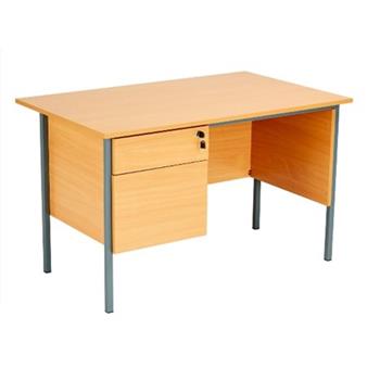 1200 Beech Single Pedestal Desk - Next Day Delivery