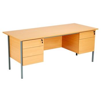 1800 Beech Double Pedestal Desk - Next Day Delivery