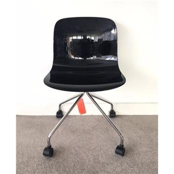 Magis Troy Black Plastic Chair On Wheels - Front View