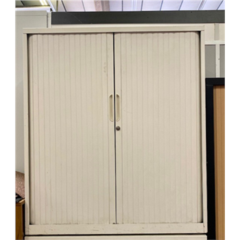 White Tambour Cupboard with Two Shelves