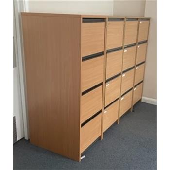 Beech 4 Drawer Filing Cabinets With Grey Handles