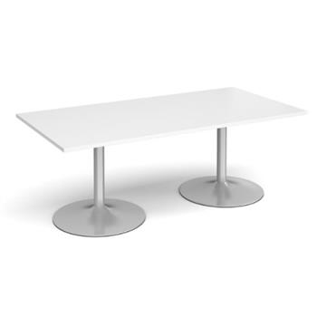 Rectangular Table With Trumpet Bases - White