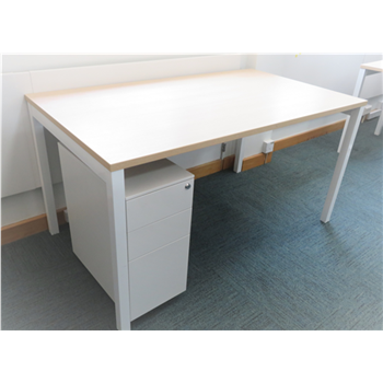 1400 Light Oak Goalpost Leg Desk