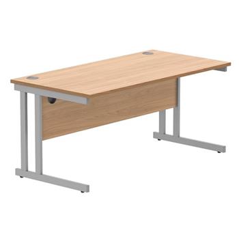 Primus Rectangular Desk - 1600w x 800d - Beech + Silver Legs