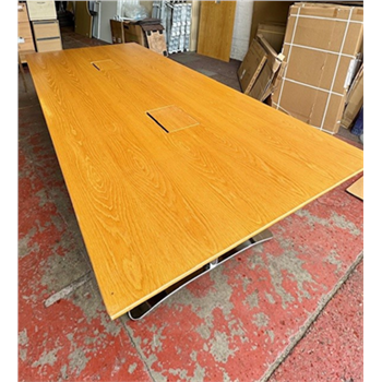 Rectangular Oak Meeting Table w/ Power Module