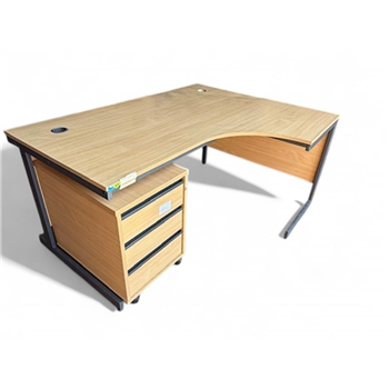 1500 Beach Radial Desk with Mobile Pedestal