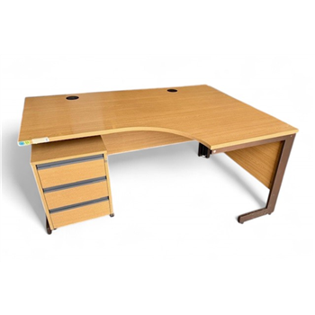 1600 Oak Radial Desk with Mobile Pedestal