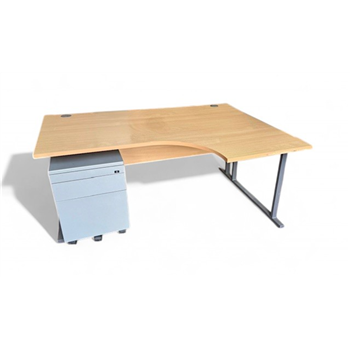 1600 Beech Radial Cantilever Desk with Mobile Pedestal