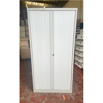 2m High Tambour Cupboard In Light Grey CKU947