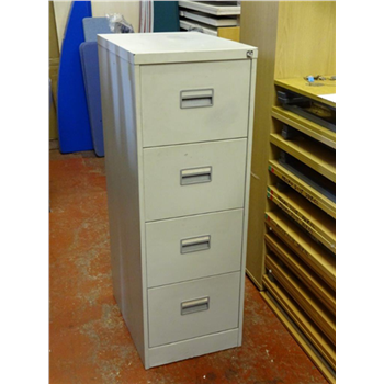 Second Hand Midi 4 Drawer Filing Cabinet In Light Grey Used
