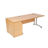 CK 1000x800 Straight Desk Shown With CK 800 Deep Desk-High Pedestal - Beech