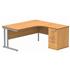 Primus 1600 Radial Desk + Desk-High Drawer Unit Bundle - Right-Hand - Beech + Silver Legs