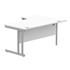 Primus 1600mm Radial Desk - Left Hand - White + Silver Legs