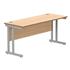 Primus 1600w x 600d Rectangular Desk - Beech + Silver Legs