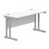Primus 1400w x 600d Rectangular Desk - White + Silver Legs