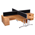 CK 1600 Beech Radial Desks With CK Straight Desktop Screens