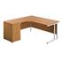 Start Radial Desk - White Legs + Pedestal Bundle - Oak - Left-Hand Return