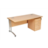 CK 1600 Straight Desk With 3-Drawer Under-Desk Mobile Pedestal - Beech