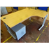 Used 1600 Beech Radial Desk with Desk High Pedestal with Light Grey Frames CKU1876