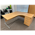 Used 1600 Beech Radial Desk with Desk High Pedestal CKU1876