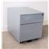 2 Drawer Silver Metal Mobile Pedestal