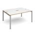 Adapt 2 Bench Desks - Back To Back With White Top & Wooden Edge