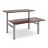 Elev8 2 Mono Sit Stand Desks - Back To Back - Walnut Top & Silver Legs