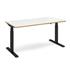 Elev8 2 Touch Sit Stand Desk - Single Desk- White Top With Wooden Edge & Black Legs